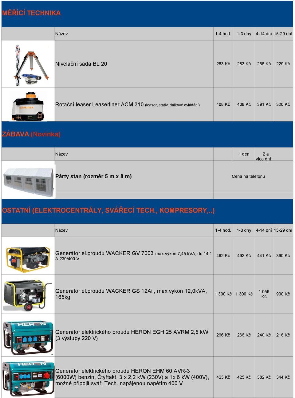 výkon 7,45 kva, do 14,1 492 Kč 492 Kč 441 Kč 390 Kč 1 056 Kč 900 Kč Generátor el.proudu WACKER GS 12Ai, max.