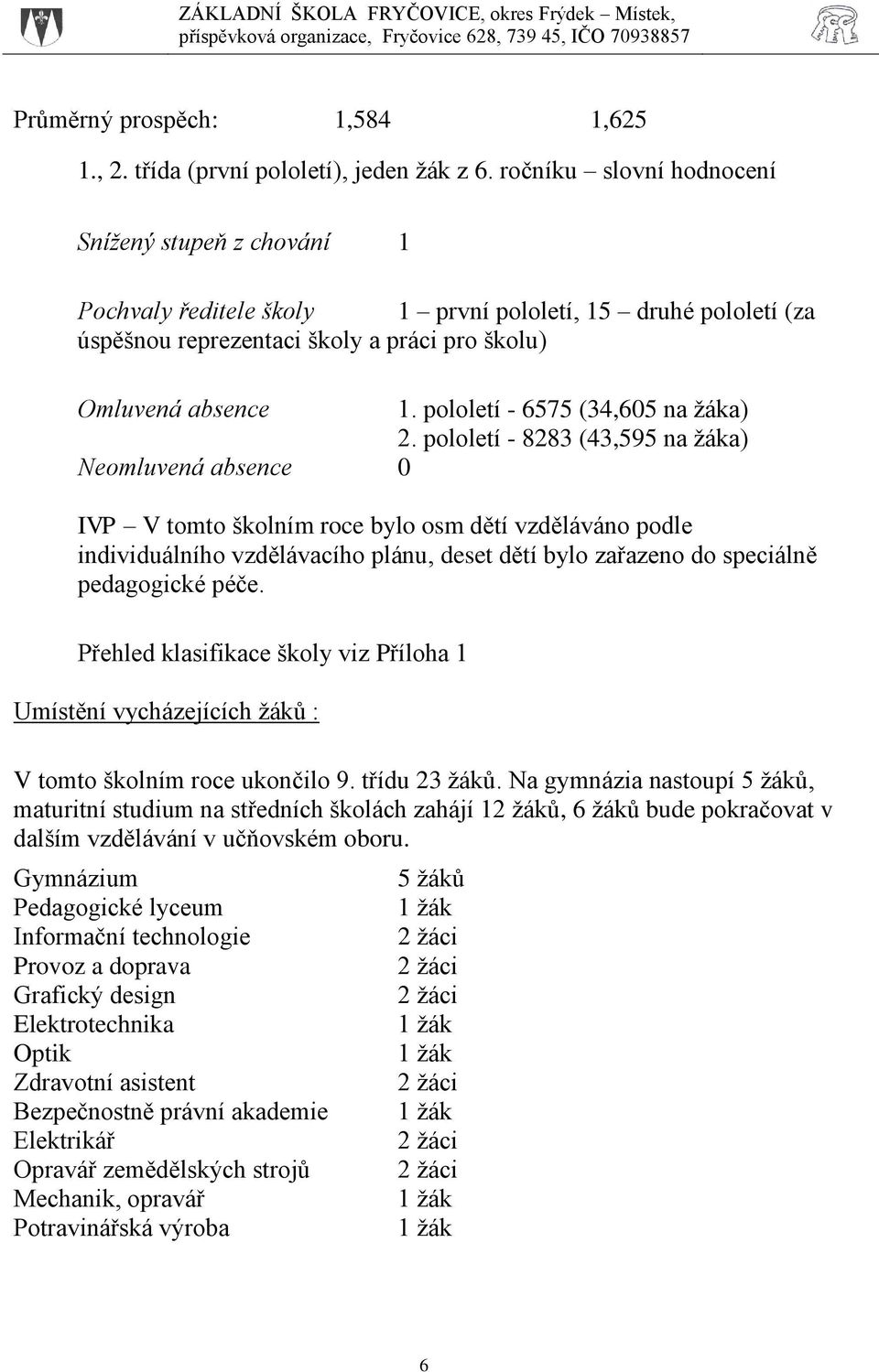 pololetí - 6575 (34,605 na žáka) 2.