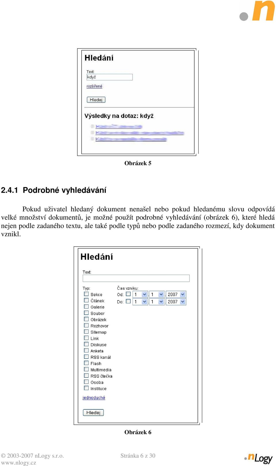 slovu odpovídá velké množství dokumentů, je možné použít podrobné vyhledávání (obrázek