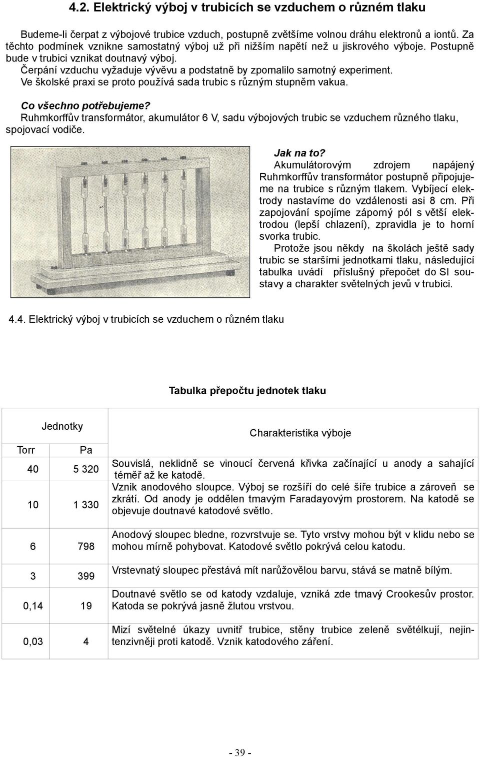 Čerpání vzduchu vyžaduje vývěvu a podstatně by zpomalilo samotný experiment. Ve školské praxi se proto používá sada trubic s různým stupněm vakua.