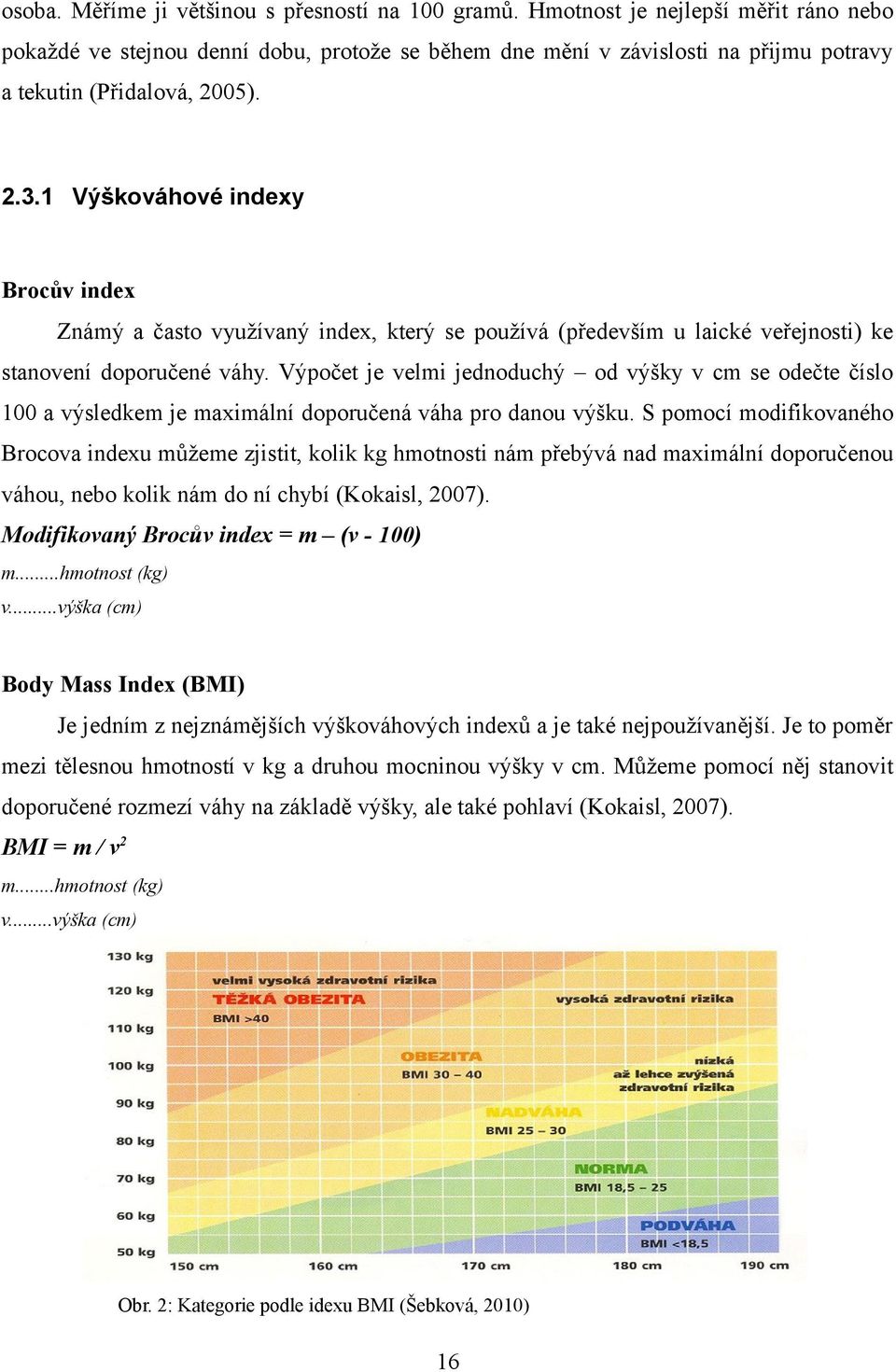 1 Výškováhové indexy Brocův index Známý a často využívaný index, který se používá (především u laické veřejnosti) ke stanovení doporučené váhy.