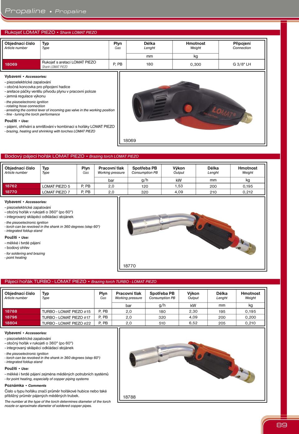 position - fine - tuning the torch performance - pájení, ohřívání a smršťování v kombinaci s hořáky LOMAT PIEZO - brazing, heating and shrinking with torches LOMAT PIEZO 18069 Bodový pájecí hořák