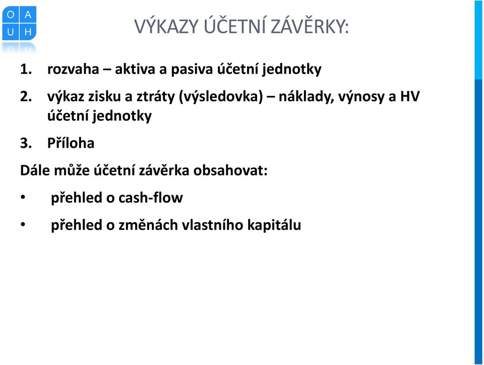 výkaz zisku a ztráty (výsledovka) náklady, výnosy a HV