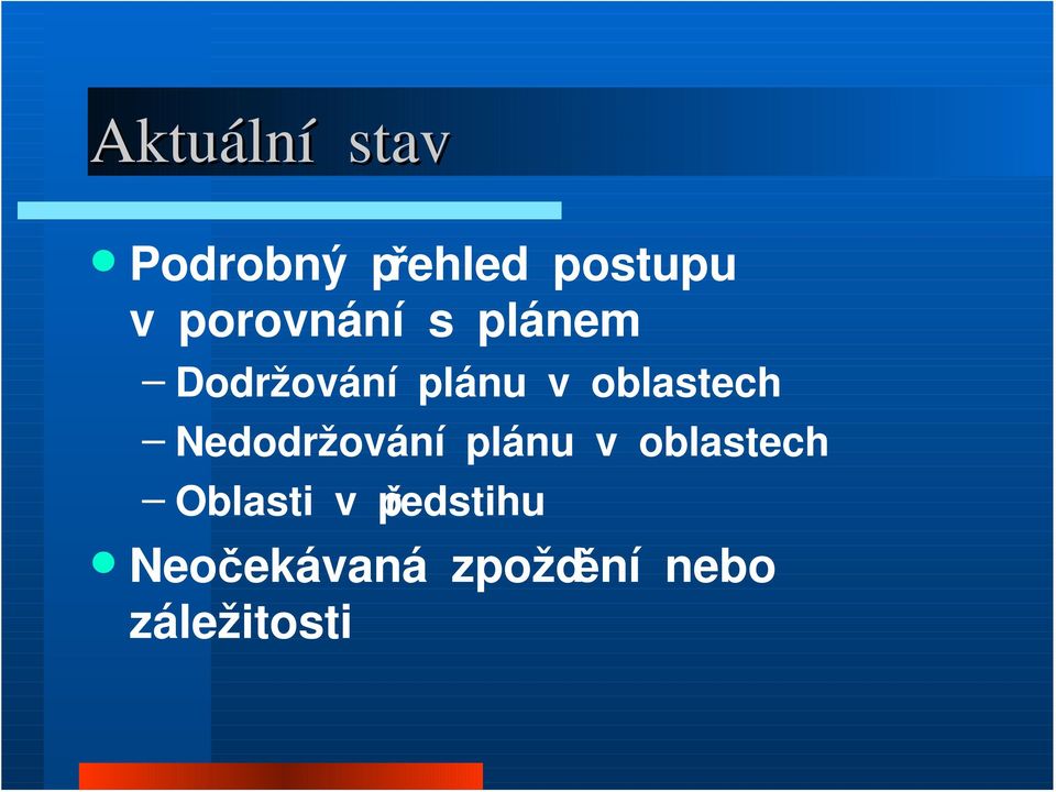 oblastech Nedodržování plánu v oblastech