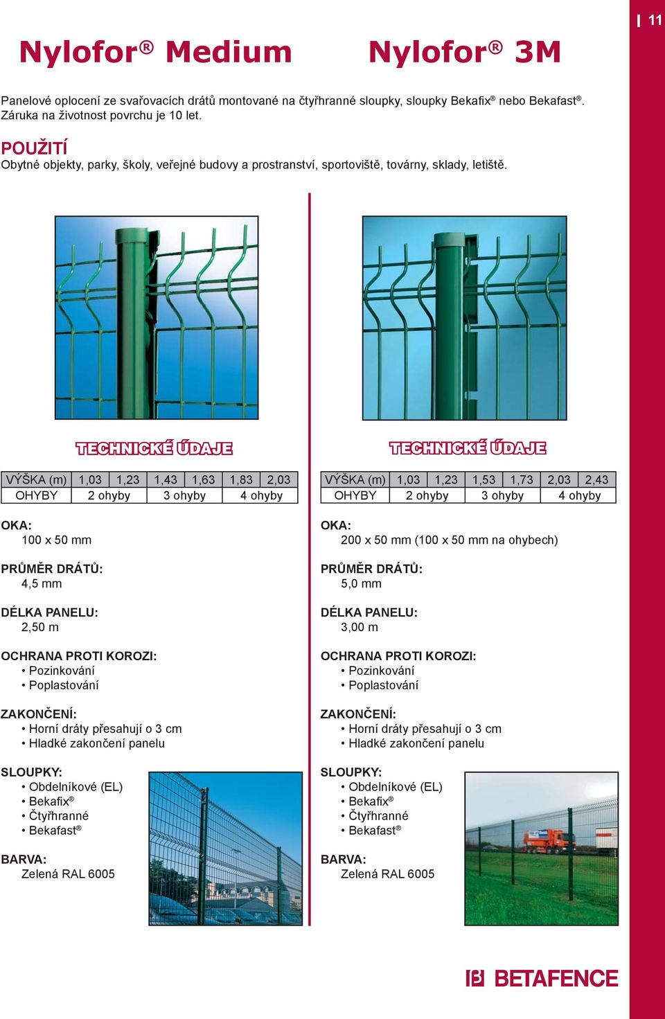 OKA: 100 x 50 mm 4,5 mm DÉLKA PANELU: 2,50 m VÝŠKA (m) 1,03 1,23 1,43 1,63 1,83 2,03 OHYBY 2 ohyby 3 ohyby 4 ohyby ZAKONČENÍ: Horní dráty přesahují o 3 cm Hladké zakončení panelu Obdelníkové