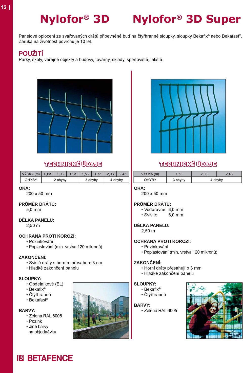 OKA: 200 x 50 mm 5,0 mm DÉLKA PANELU: 2,50 m VÝŠKA (m) 0,63 1,03 1,23 1,53 1,73 2,03 2,43 OHYBY 2 ohyby 3 ohyby 4 ohyby (min.