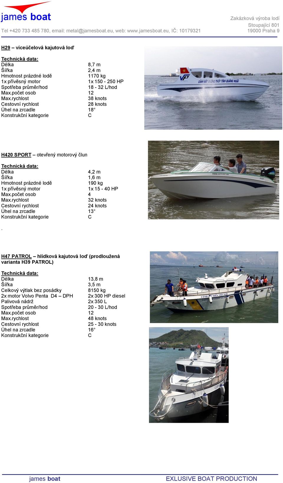počet osob 4 32 knots 24 knots Úhel na zrcadle 13.