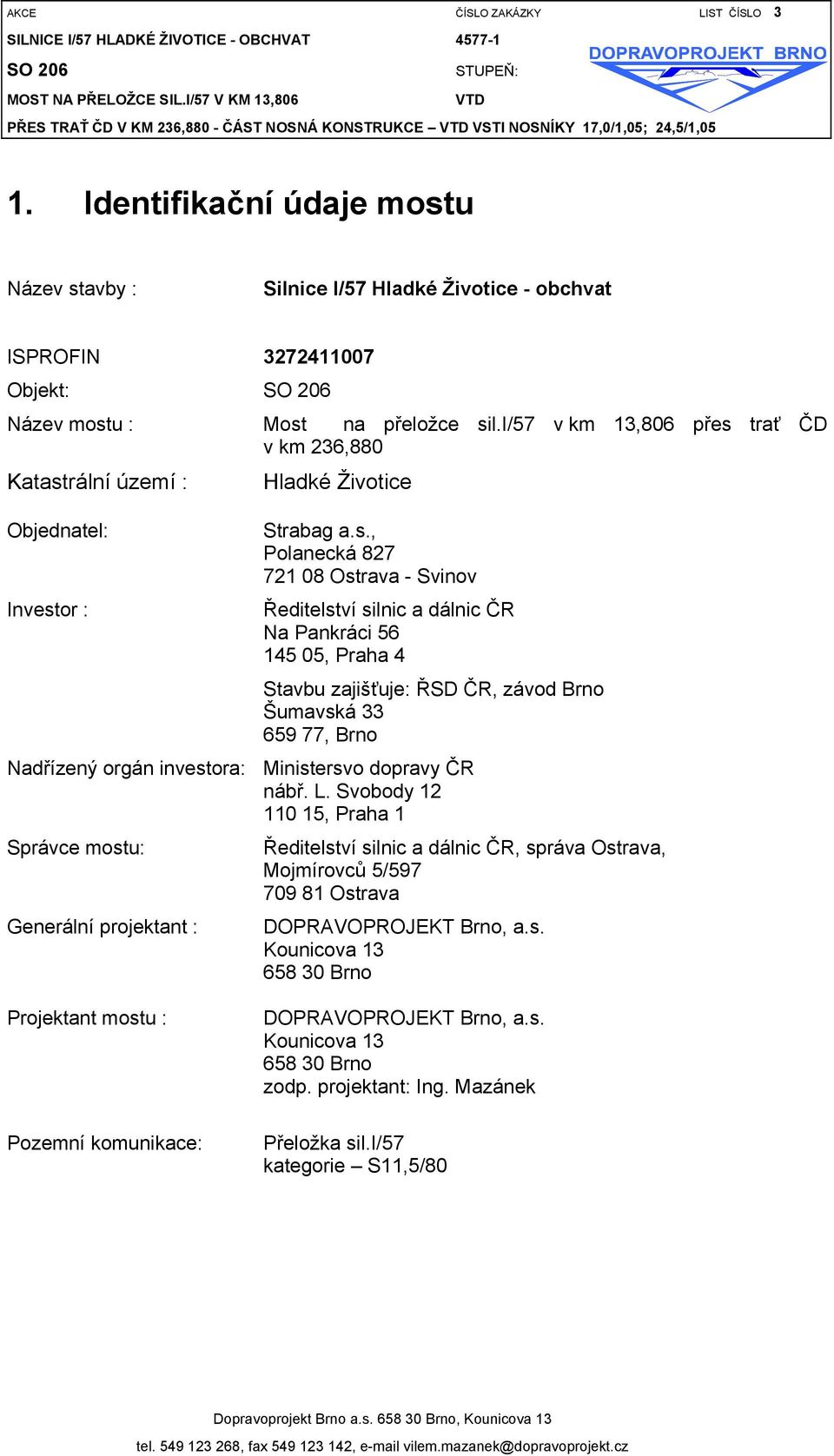 trať ČD v km 236,880 Katast