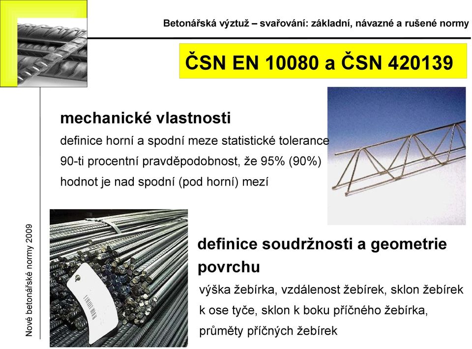 (pod horní) mezí definice soudržnosi a geomerie povrchu výška žebírka, vzdálenos