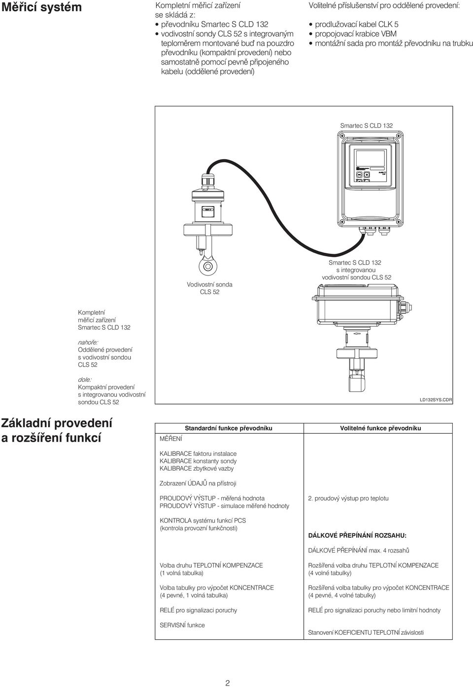 montážní sada pro montáž převodníku na trubku Smartec SCLD 132 E + Vodivostní sonda CLS 52 Smartec SCLD 132 s integrovanou vodivostní sondou CLS 52 Kompletní měřicí zařízení Smartec SCLD 132 nahoře: