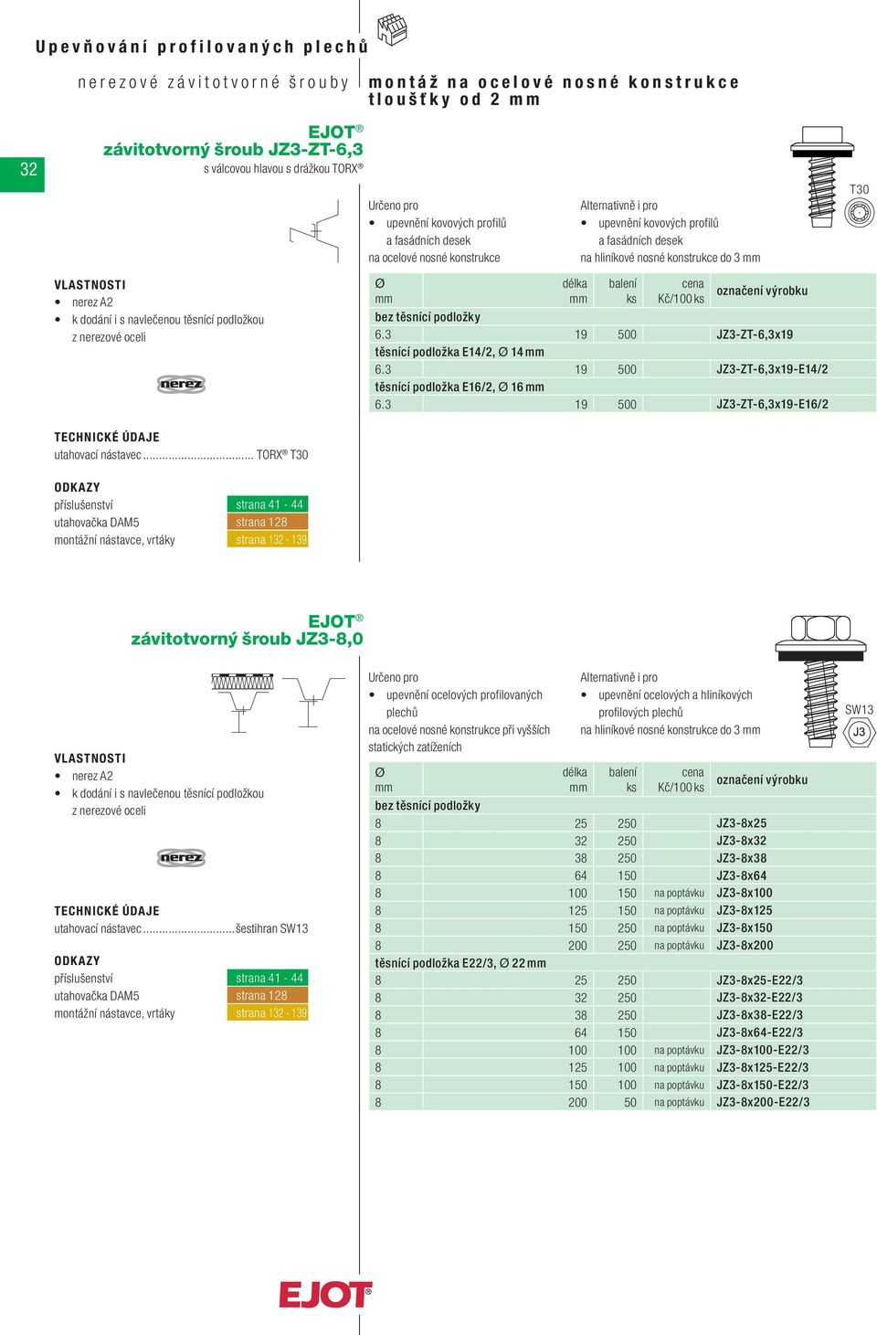 .. TORX T30 závitotvorný šroub JZ3-8,0 utahovací nástavec.