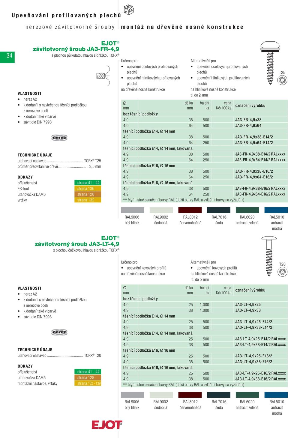 9 38 500 JA3-FR-4,9x38 4.9 64 500 JA3-FR-4,9x64 těsnící podložka E14, 14 4.9 38 500 JA3-FR-4,9x38-E14/2 4.9 64 250 JA3-FR-4,9x64-E14/2 těsnící podložka E14, 14, lakovaná 4.