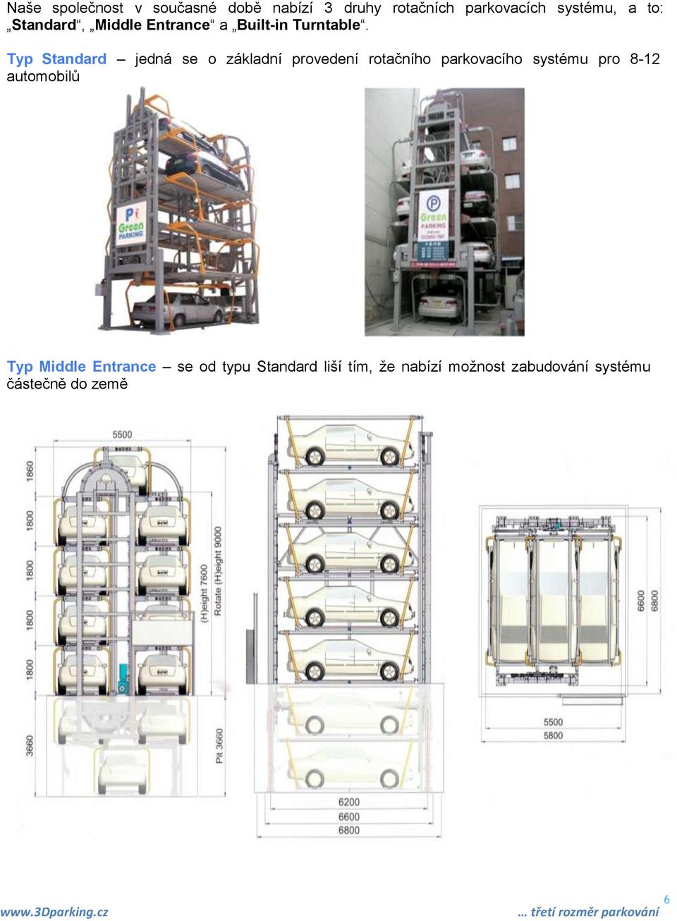 Typ Standard jedná se o základní provedení rotačního parkovacího systému pro 8-12