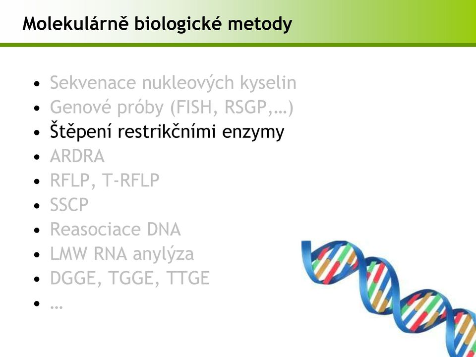 Štěpení restrikčními enzymy ARDRA RFLP, T-RFLP