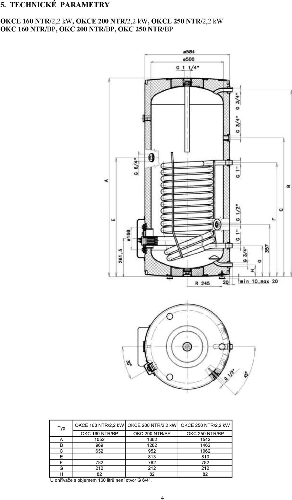 NTR/2,2 kw OKC 160 NTR/BP OKC 200 NTR/BP OKC 250 NTR/BP A 1052 1362 1542 B 969 1282 1462 C 652