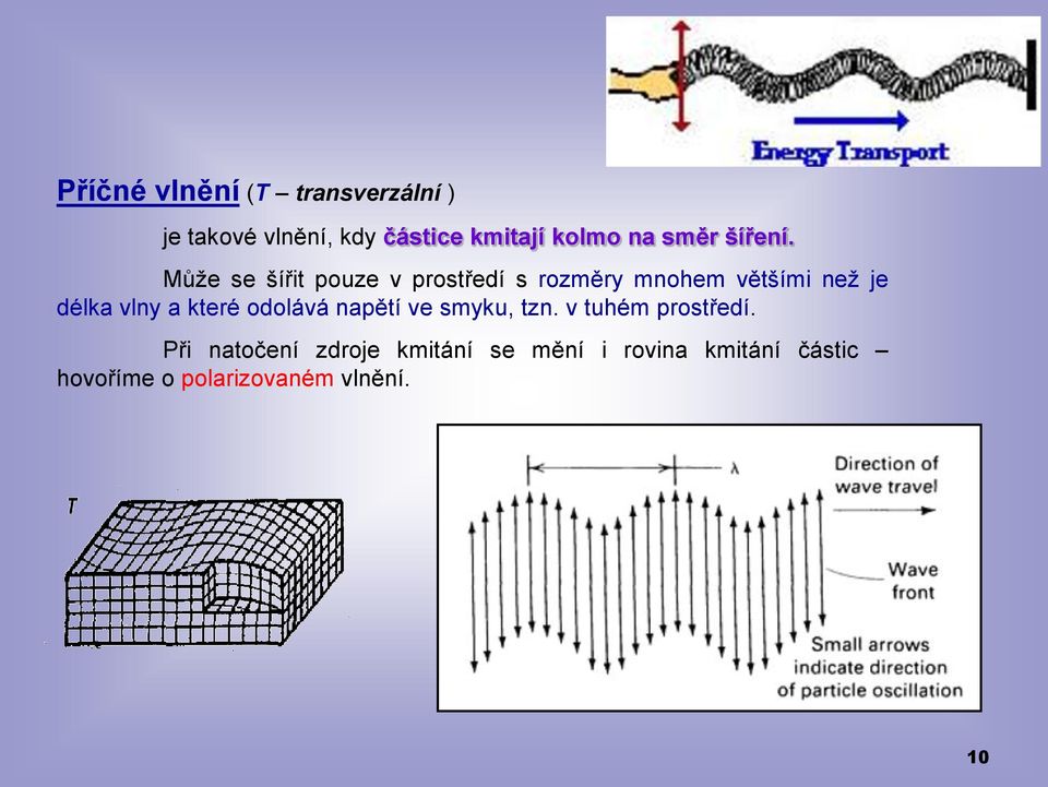 Může se šířit pouze v prostředí s rozměry mnohem většími než je délka vlny a