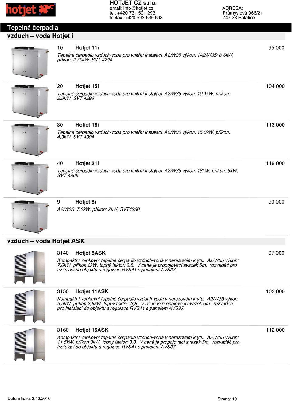 Tepelná čerpadla vzduch voda Hotjet i - PDF Free Download