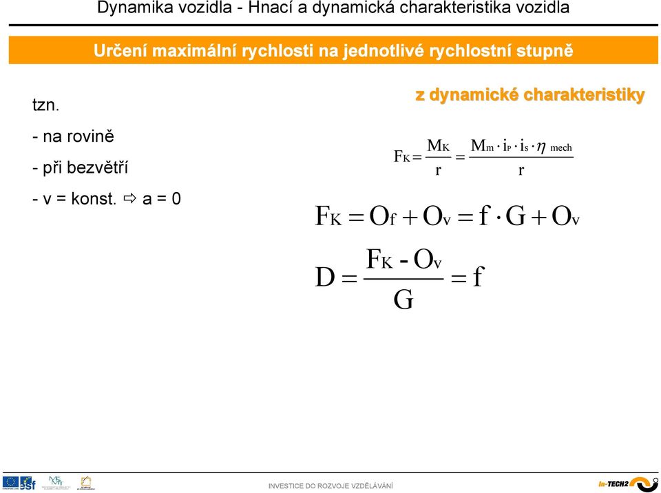 z dynamické charakteristiky - na roině -