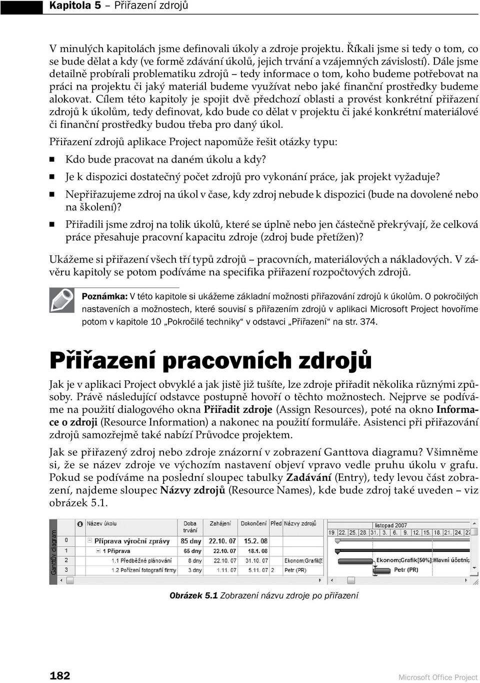 Dále jsme detailně probírali problematiku zdrojů tedy informace o tom, koho budeme potřebovat na práci na projektu či jaký materiál budeme využívat nebo jaké finanční prostředky budeme alokovat.