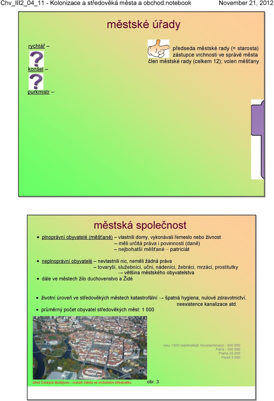 služebníci, učni, nádeníci, žebráci, mrzáci, prostitutky většina městského obyvatelstva dále ve městech žilo duchovenstvo a Židé životní úroveň ve středověkých městech katastrofální špatná hygiena,