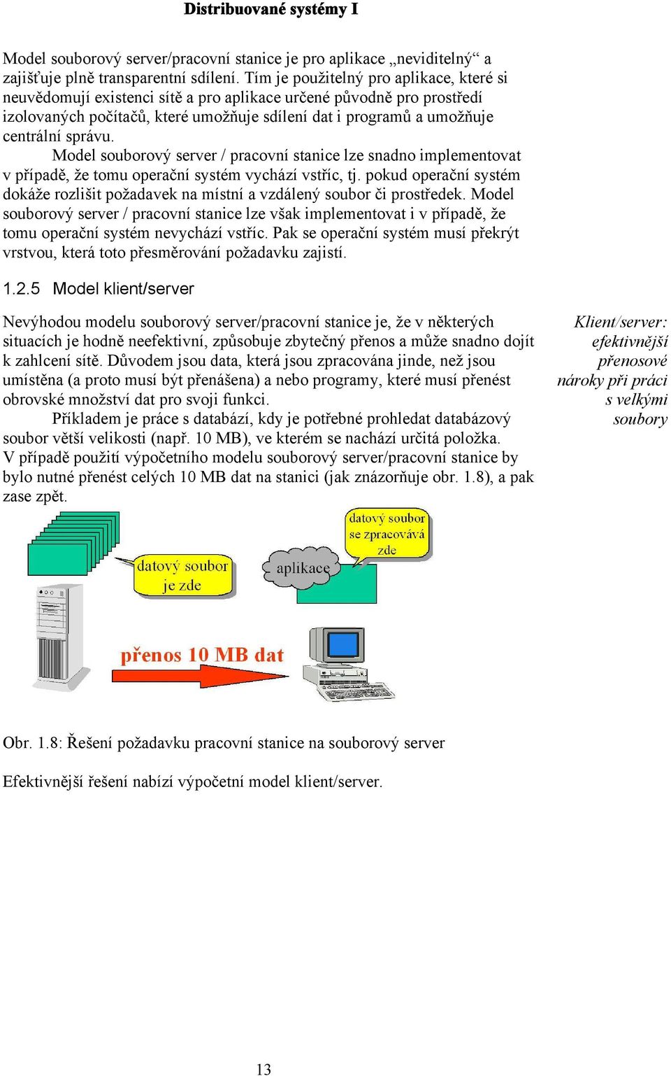 Model souborový server / pracovní stanice lze snadno implementovat v případě, že tomu operační systém vychází vstříc, tj.