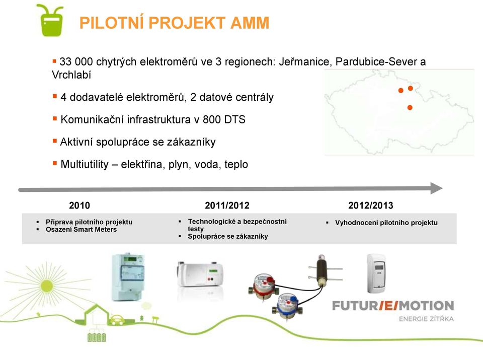 zákazníky Multiutility elektřina, plyn, voda, teplo 2010 2011/2012 2012/2013 Příprava pilotního projektu