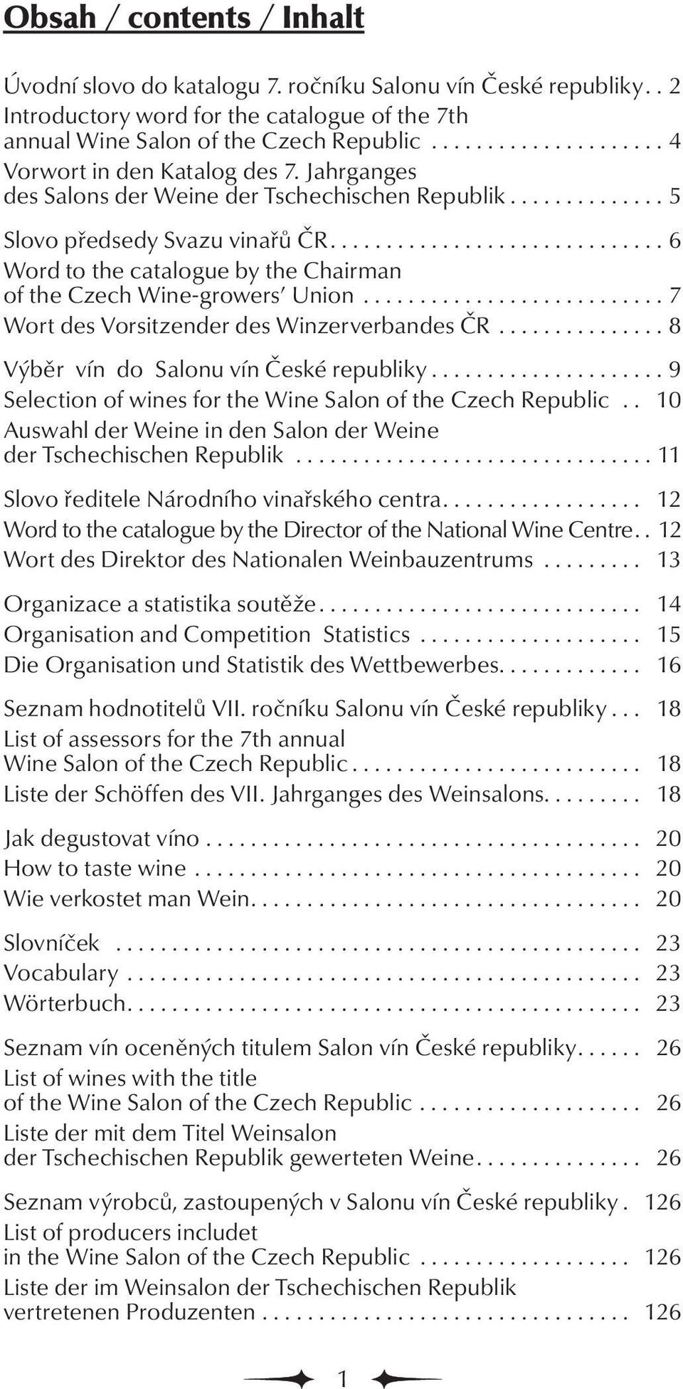 ............................. 6 Word to the catalogue by the Chairman of the Czech Wine-growers Union........................... 7 Wort des Vorsitzender des Winzerverbandes ČR.