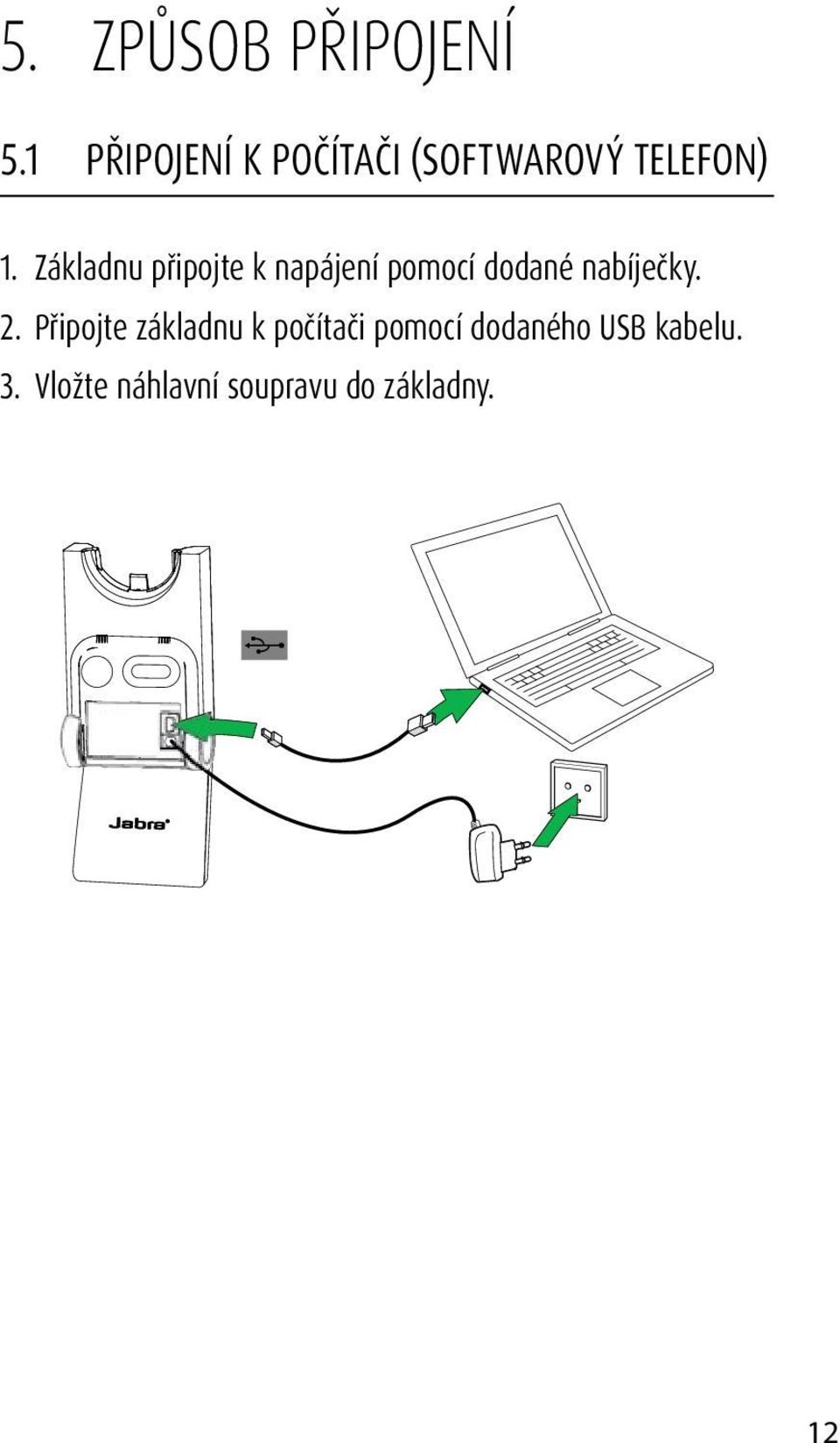 Základnu připojte k napájení pomocí dodané nabíječky. 2.