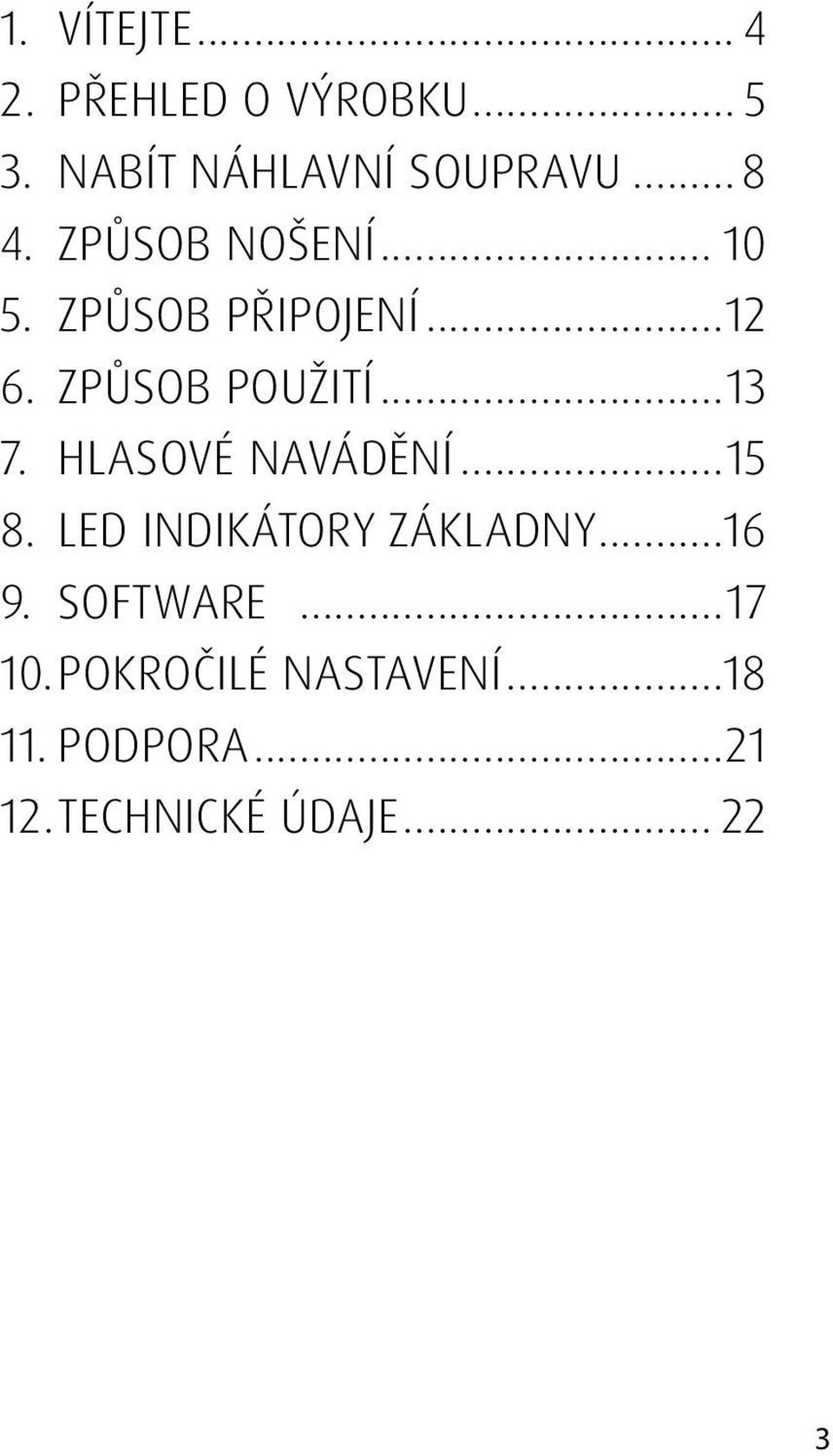 ..13 7. HLASOVÉ NAVÁDĚNÍ...15 8. LED INDIKÁTORY ZÁKLADNY...16 9.