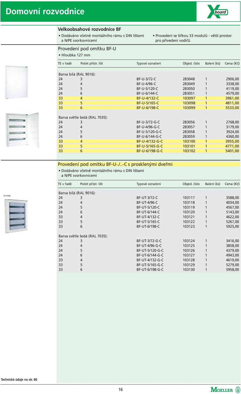 číslo Balení (ks) Cena (Kč) Barva bílá (RAL 9016): 24 3 24 4 24 5 24 6 33 4 33 5 33 6 Barva světle šedá (RAL 7035): 24 3 24 4 24 5 24 6 33 4 33 5 33 6 BF-U-3/72-C 283048 1 2906,00 BF-U-4/96-C 283049