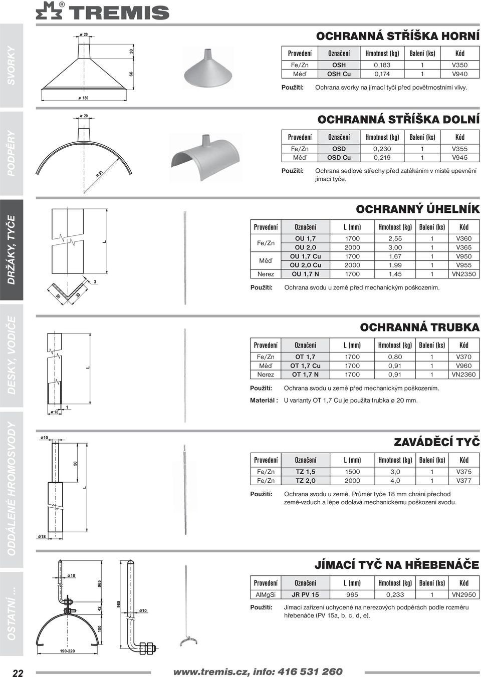 OCHRANNÝ ÚHELNÍK OU 1,7 1700 2,55 1 V360 OU 2,0 2000 3,00 1 V365 Měď OU 1,7 Cu 1700 1,67 1 V950 OU 2,0 Cu 2000 1,99 1 V955 Nerez OU 1,7 N 1700 1,45 1 VN2350 Ochrana svodu u země před mechanickým