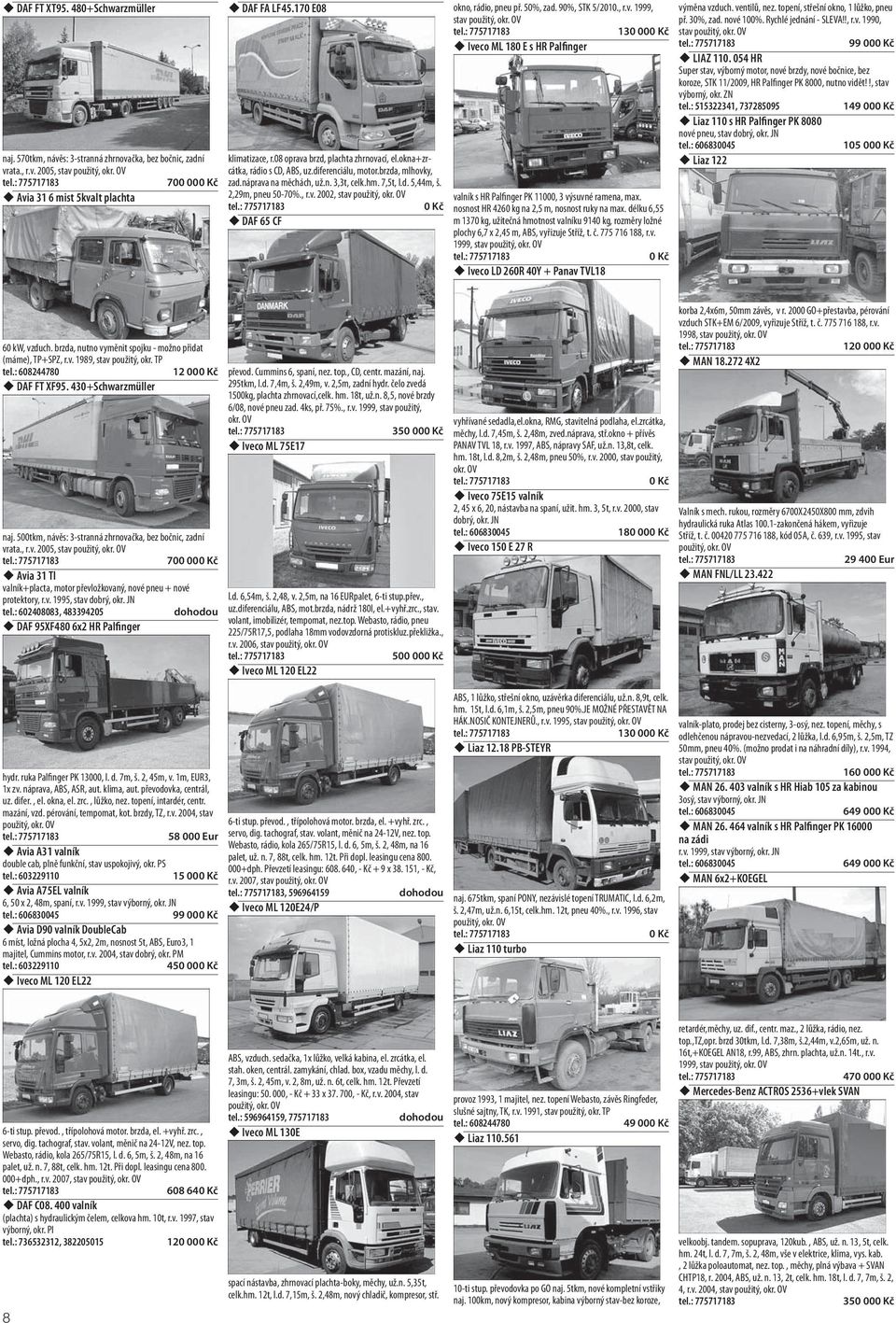 50%, zad. 90%, STK 5/2010., r.v. 1999, stav 130 00 Iveco ML 180 E s HR Palfinger valník s HR Palfinger PK 11000, 3 výsuvné ramena, max. nosnost HR 4260 kg na 2,5 m, nosnost ruky na max.