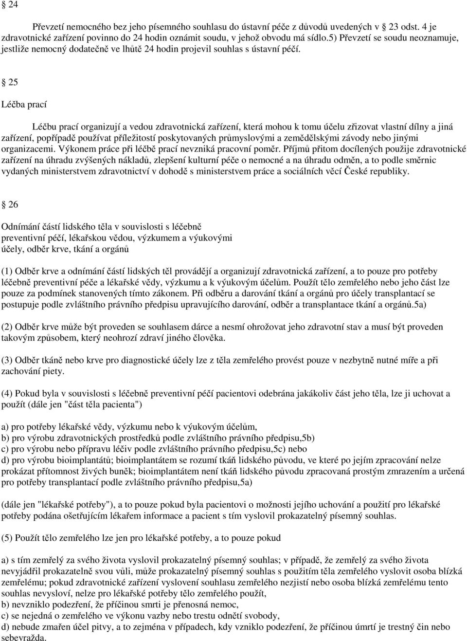 25 Léčba prací Léčbu prací organizují a vedou zdravotnická zařízení, která mohou k tomu účelu zřizovat vlastní dílny a jiná zařízení, popřípadě používat příležitostí poskytovaných průmyslovými a