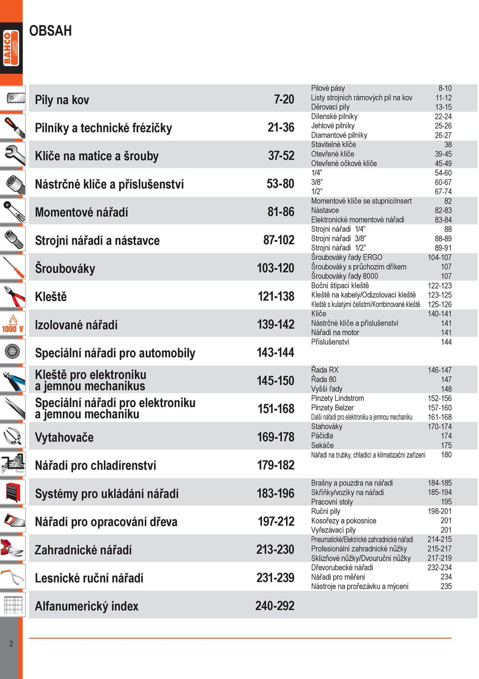 dřeva Zahradnické nářadí Lesnické ruční nářadí Alfanumerický index 7-20 21-36 37-52 53-80 81-86 87-102 103-120 121-138 139-142 143-144 145-150 151-168 169-178 179-182 183-196 197-212 213-230 231-239
