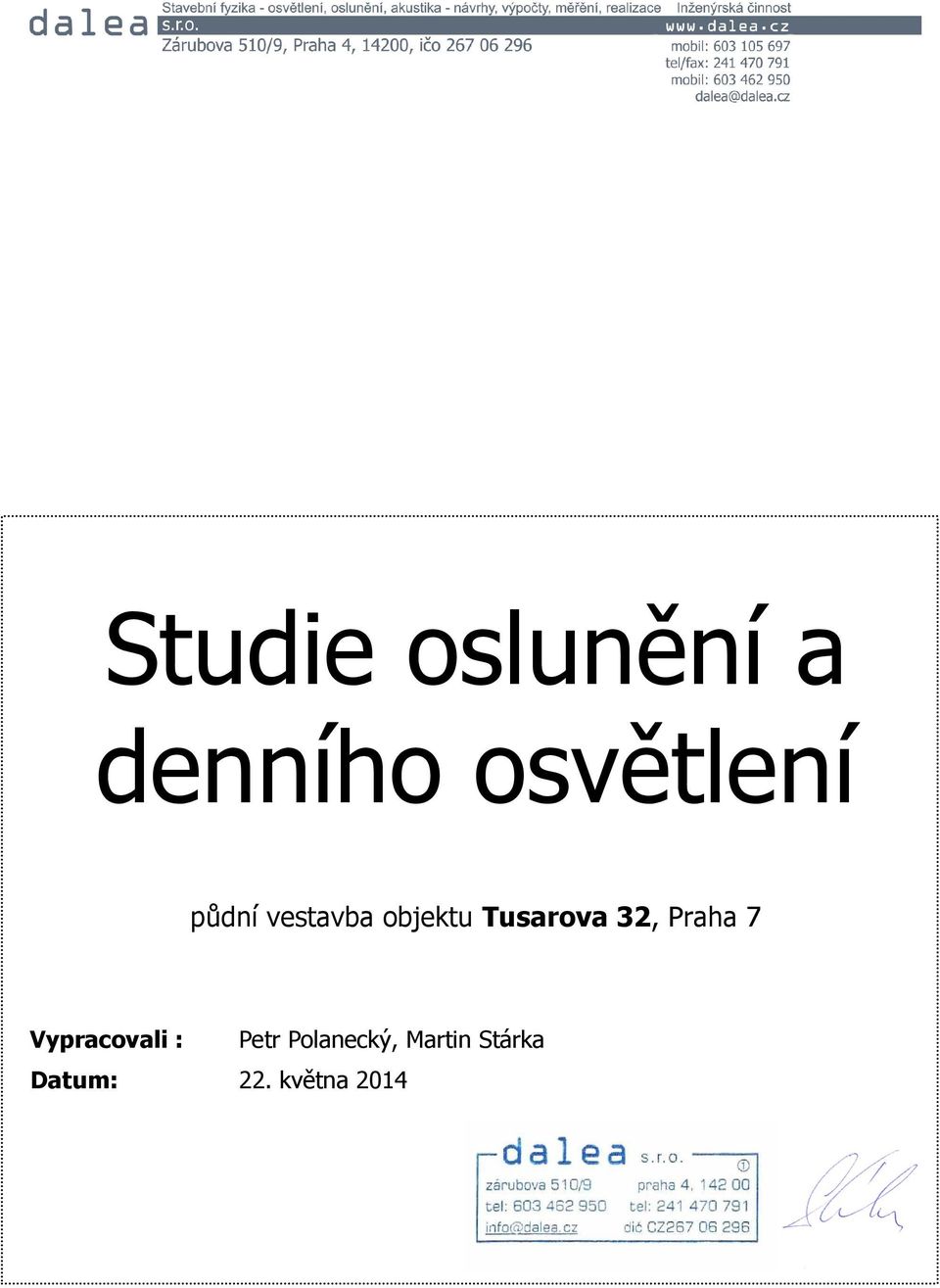 Studie oslunění a denního osvětlení. půdní vestavba objektu Tusarova 32,  Praha 7 - PDF Stažení zdarma