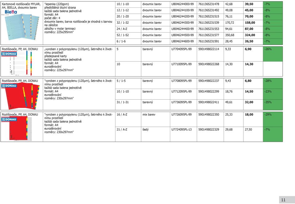 formát: A4 euroděrování rozměry: 225x297mm 10 / 1-10 dvoumix barev UB046244000-99 7611365231478 42,68 39,50-7% 12 / 1-12 dvoumix barev UB046244100-99 7611365231492 49,08 45,00-8% 20 / 1-20 dvoumix
