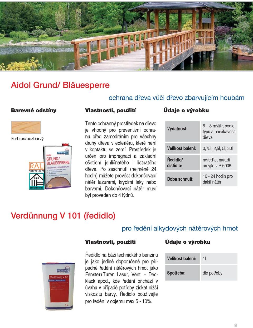 Po zaschnutí (nejméně 24 hodin) můžete provést dokončovací nátěr lazurami, krycími laky nebo barvami. Dokončovací nátěr musí být proveden do 4 týdnů.