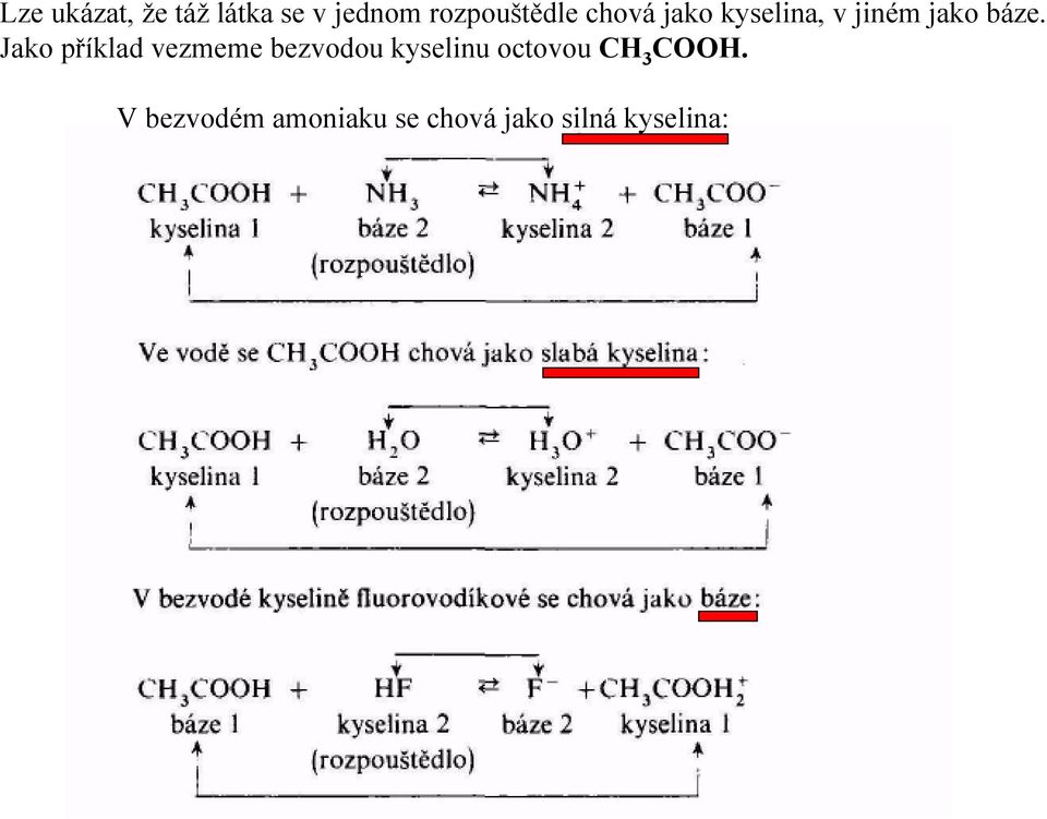 Jako příklad vezmeme bezvodou kyselinu octovou CH