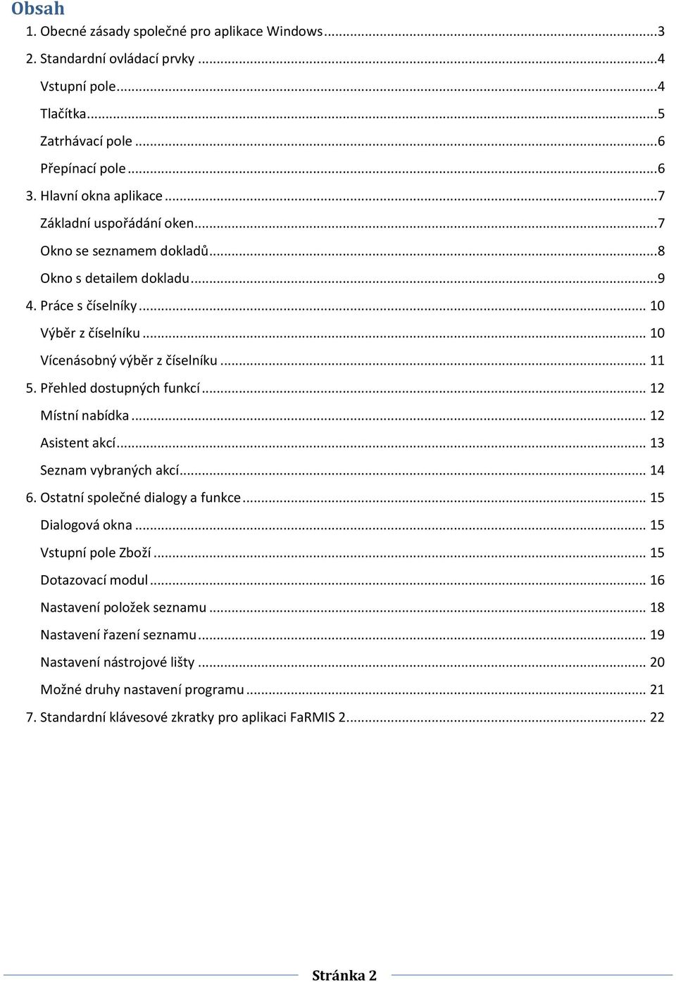 Přehled dostupných funkcí... 12 Místní nabídka... 12 Asistent akcí... 13 Seznam vybraných akcí... 14 6. Ostatní společné dialogy a funkce... 15 Dialogová okna... 15 Vstupní pole Zboží.