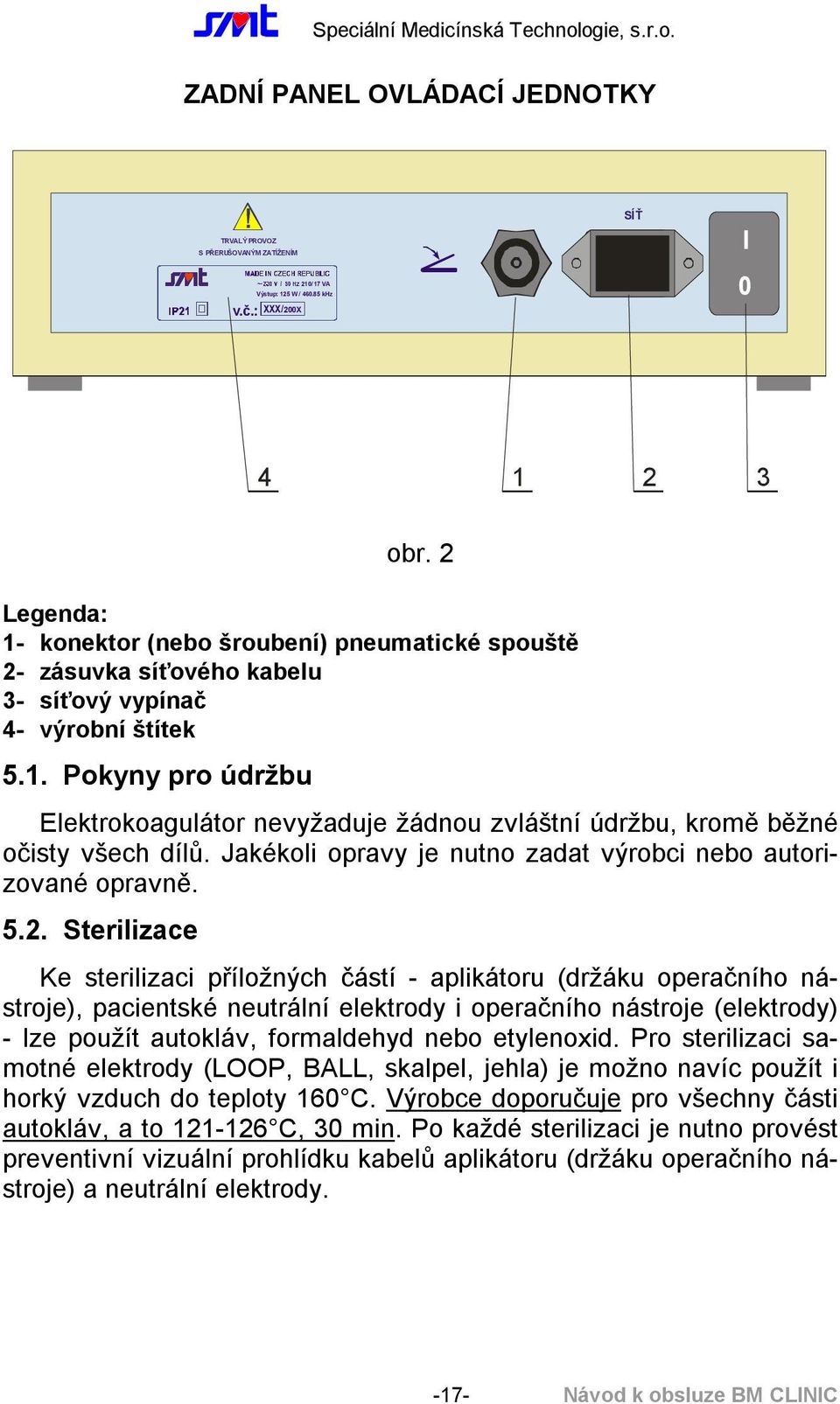 Speciální Medicínská Technologie, s.r.o. Elektrochirurgický přístroj SMT BM  CLINIC 170W. Návod k obsluze - PDF Stažení zdarma
