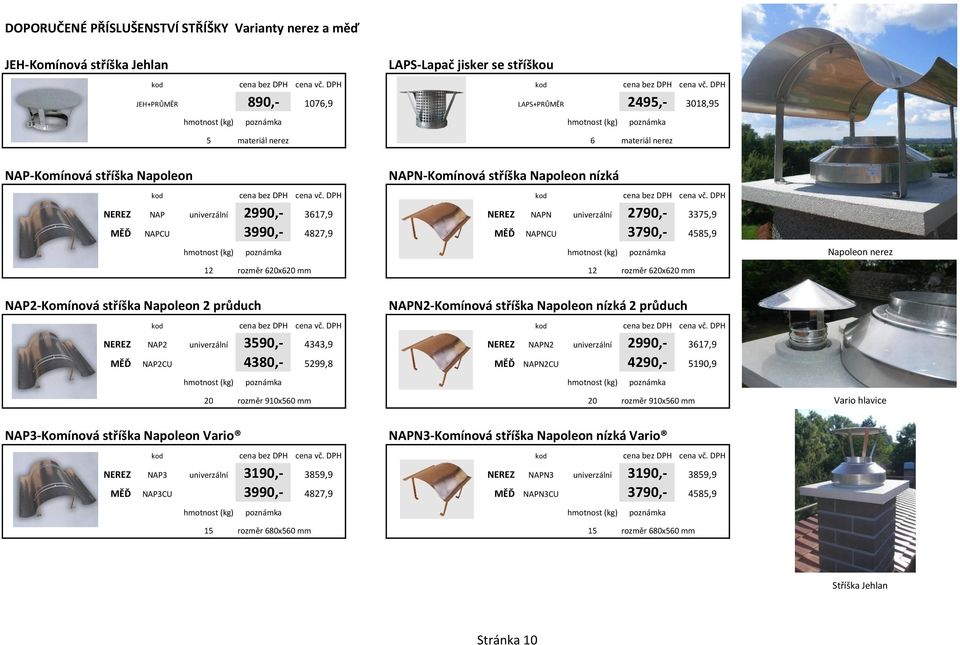 nerez 12 rozměr 620x620 mm 12 rozměr 620x620 mm NAP2-Komínová stříška Napoleon 2 průduch NAPN2-Komínová stříška Napoleon nízká 2 průduch NEREZ NAP2 univerzální 3590,- 4343,9 NEREZ NAPN2 univerzální
