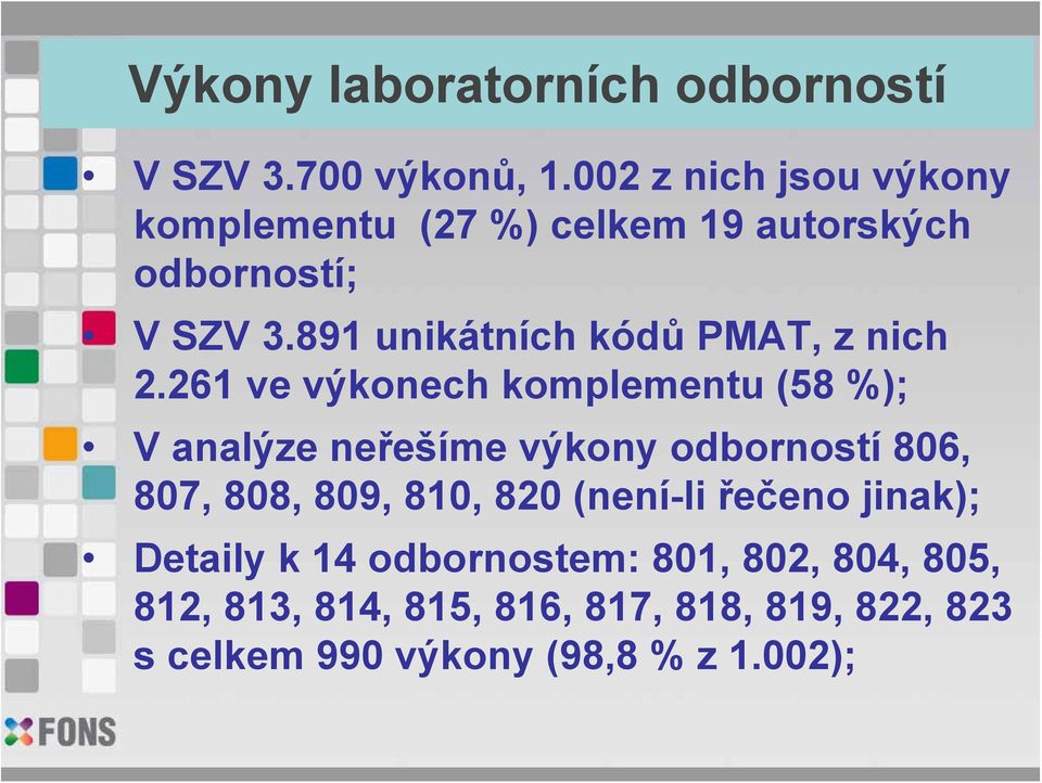 891 unikátních kódů PMAT, z nich 2.