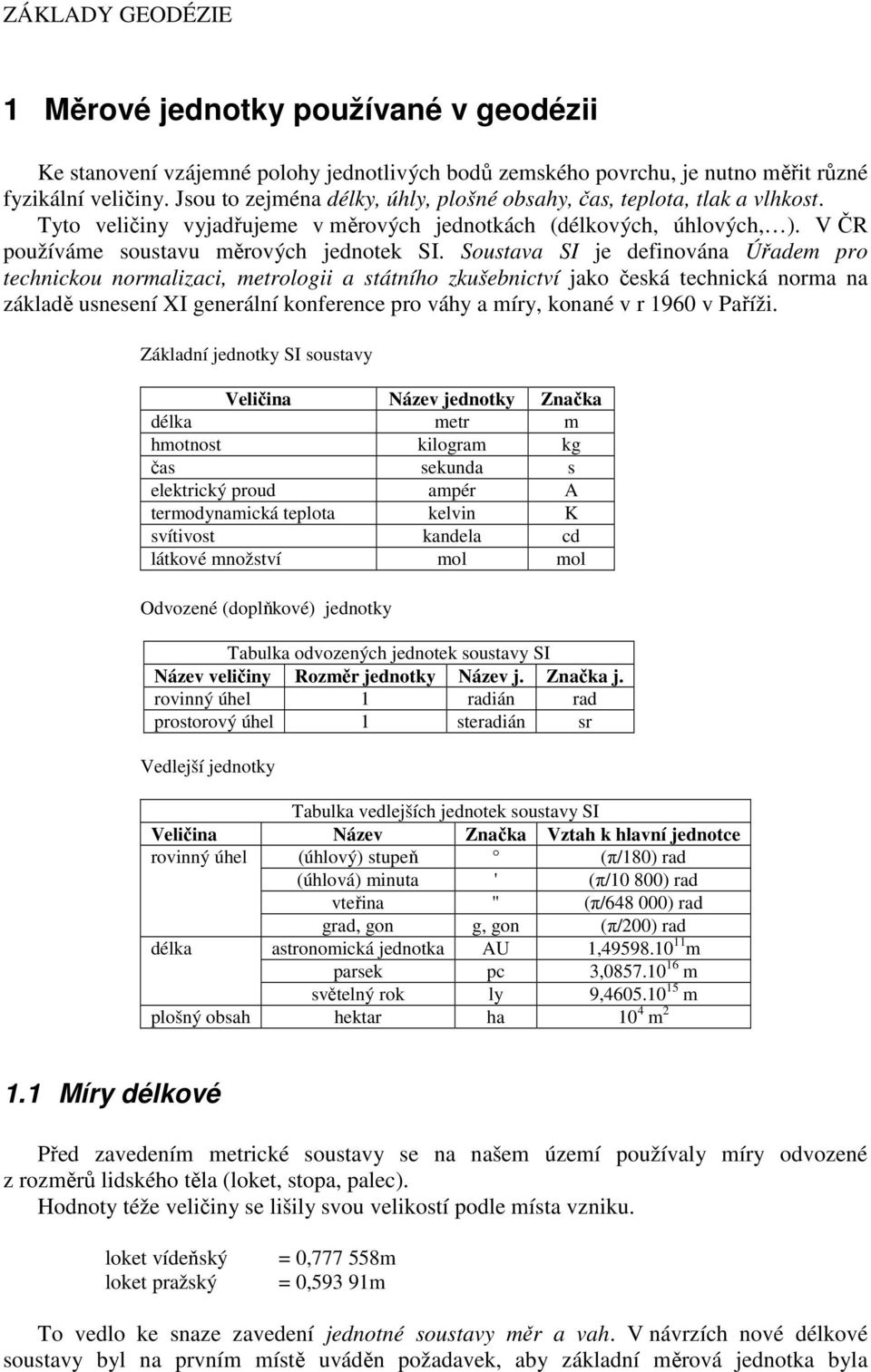 1 Měrové jednotky používané v geodézii - PDF Stažení zdarma