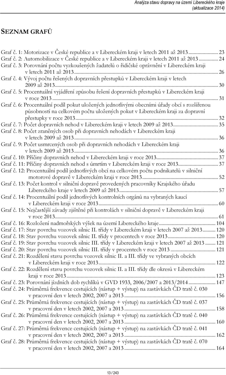 4: Vývoj počtu řešených dopravních přestupků v Libereckém kraji v letech 2009 až 2013... 30 Graf č. 5: Procentuální vyjádření způsobu řešení dopravních přestupků v Libereckém kraji v roce 2013.