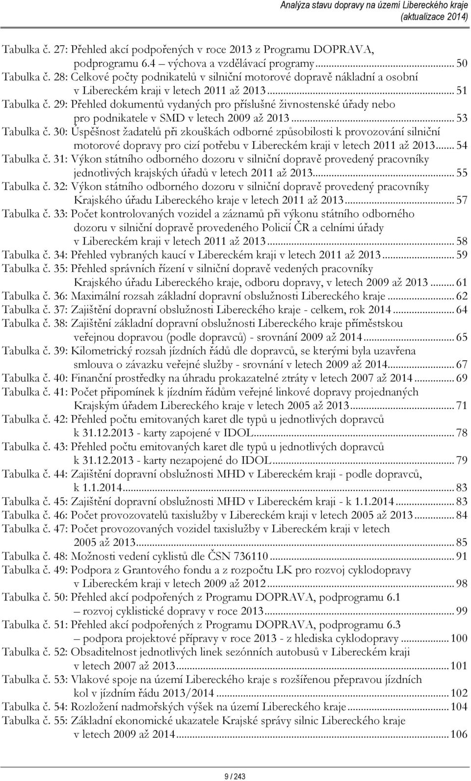 29: Přehled dokumentů vydaných pro příslušné živnostenské úřady nebo pro podnikatele v SMD v letech 2009 až 2013... 53 Tabulka č.