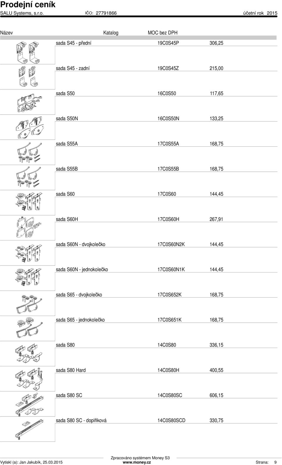 144,45 sada S60N - jednokolečko 17C0S60N1K 144,45 sada S65 - dvojkolečko 17C0S652K 168,75 sada S65 - jednokolečko 17C0S651K 168,75