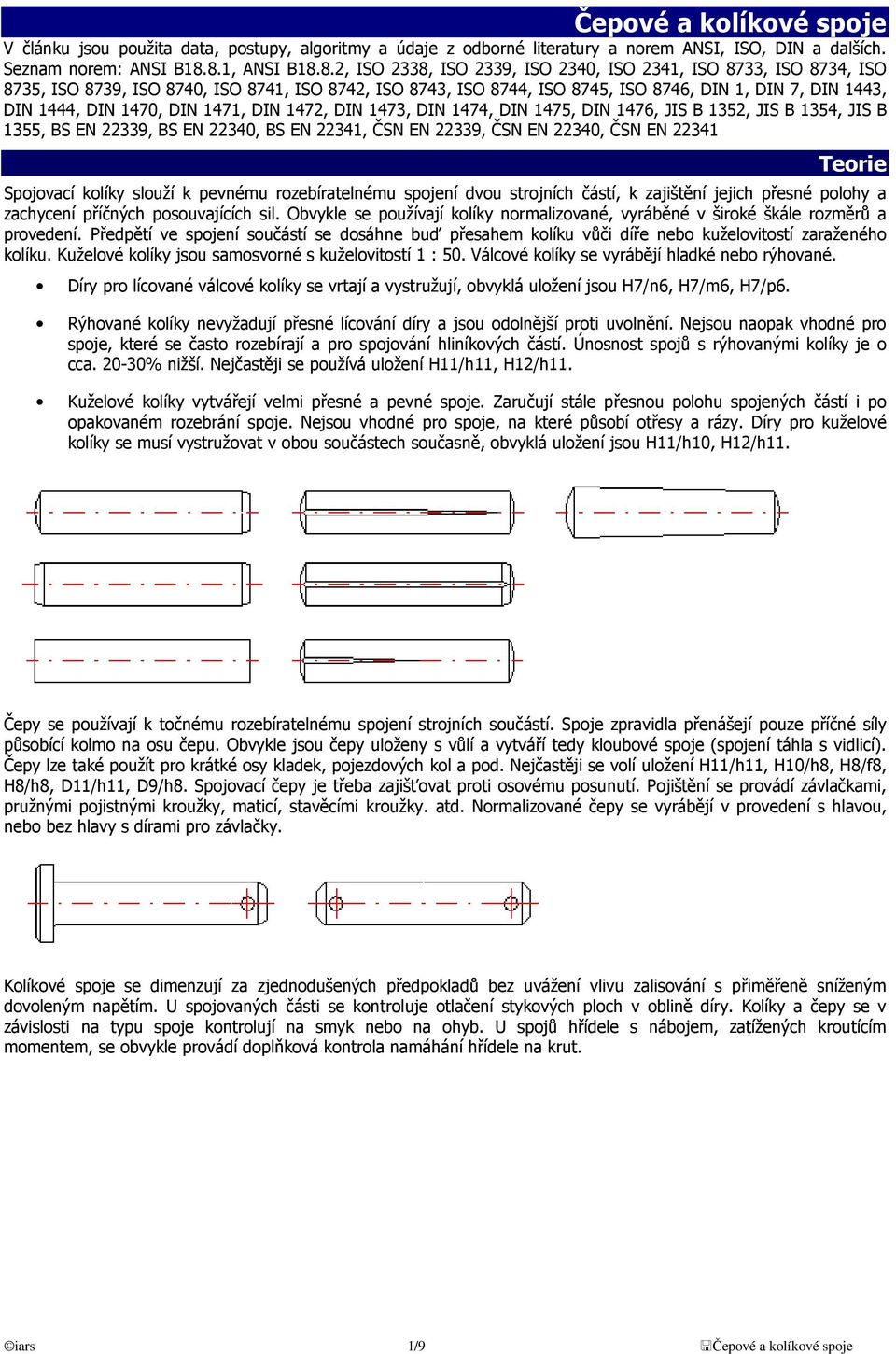 Teorie. iars 1/9 Čepové a kolíkové spoje - PDF Free Download