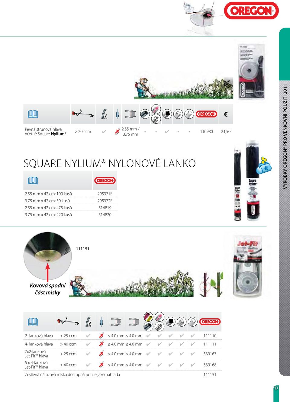 75 mm x 42 cm; 220 kusů 514820 111151 Kovová spodní část misky 2- lanková hlava > 25 ccm 4.0 mm 4.0 mm 111110 4- lanková hlava > 40 ccm 4.