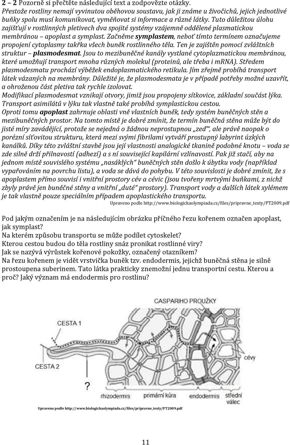 Tuto důležitou úlohu zajišťují v rostlinných pletivech dva spojité systémy vzájemně oddělené plasmatickou membránou apoplast a symplast.