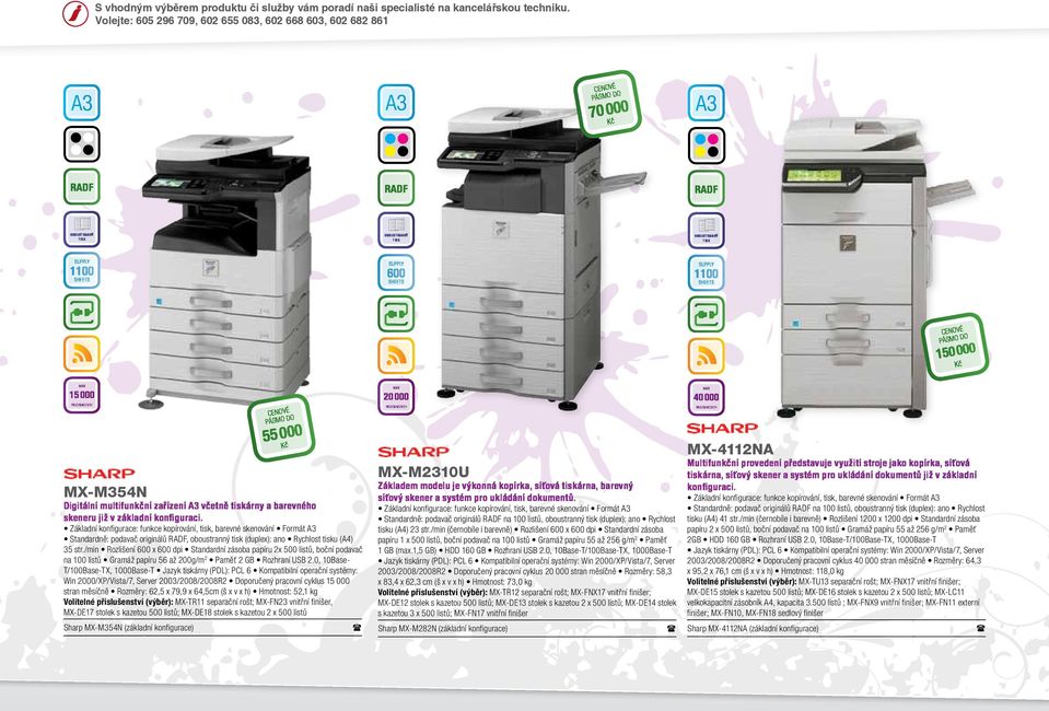 tiskárny a barevného skeneru již v základní konfiguraci.